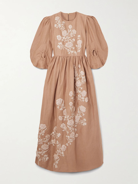  Agua By Agua Bendita Agua By Agua Bendita - Raquel Embroidered Linen Maxi Dress - Neutral 