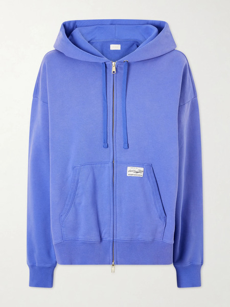  Aimé Leon Dore Aimé Leon Dore - Appliquéd Cotton-jersey Hoodie - Blue 