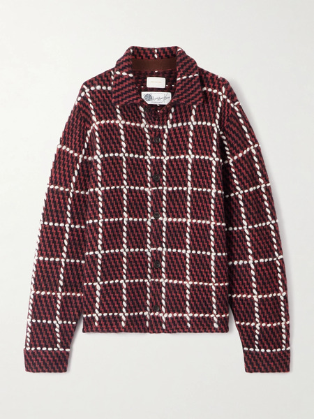  Aimé Leon Dore Aimé Leon Dore - Embroidered Checked Merino Wool-blend Cardigan - Navy 