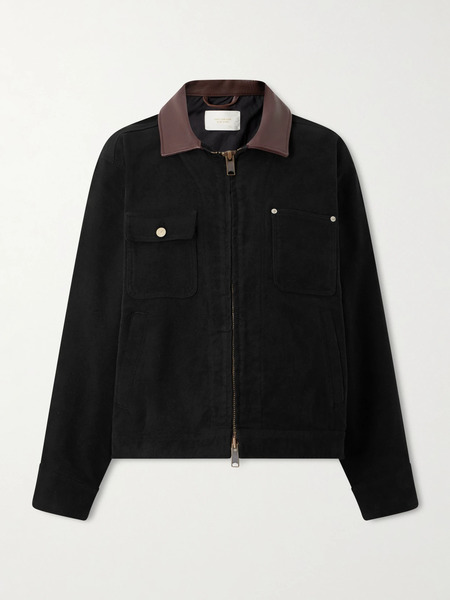  Aimé Leon Dore Aimé Leon Dore - Ranch Leather-trimmed Cotton-canvas Jacket - Black 