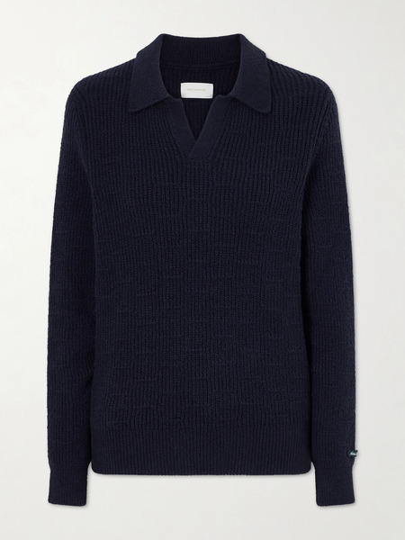  Aimé Leon Dore Aimé Leon Dore - Ribbed-knit Cotton-blend Bouclé Polo Shirt - Navy 