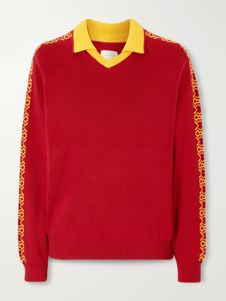  Aimé Leon Dore Aimé Leon Dore - Ribbed-knit Cotton Polo Sweater - Red 
