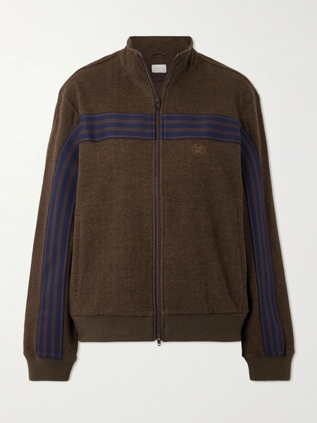  Aimé Leon Dore Aimé Leon Dore - Striped Herringbone Wool And Cotton-blend Track Jacket - Brown 