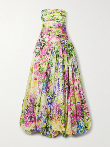  Aje Aje - Dahlia Strapless Pintucked Printed Lyocell-blend Gown - Green 