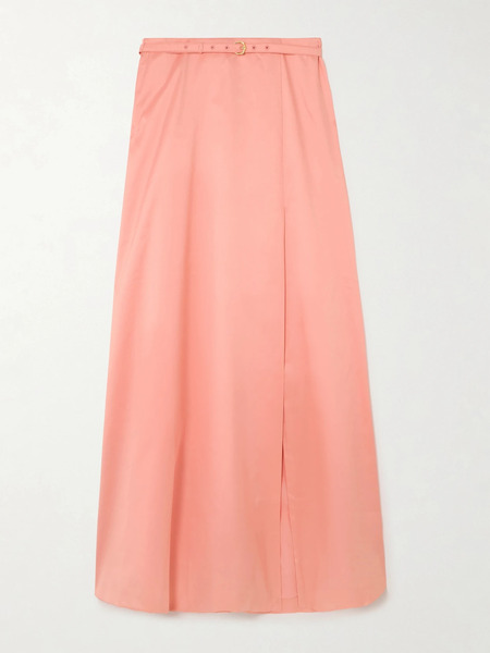  Aje Aje - Etta Belted Wrap-effect Taffeta Maxi Skirt - Coral 