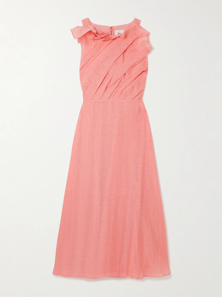  Aje Aje - Genesis Ruffled Pleated Muslin Midi Dress - Coral 