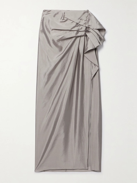  Aje Aje - Immersion Draped Silk-blend Maxi Skirt - Gray 