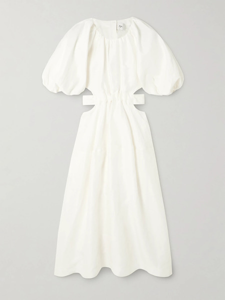  Aje Aje - Mimosa Cutout Gathered Linen-blend Midi Dress - Off-white 