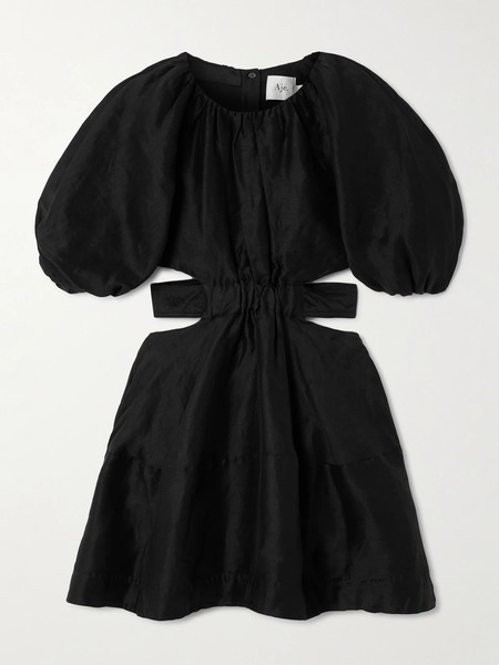  Aje Aje - Mimosa Cutout Gathered Linen-blend Mini Dress - Black 