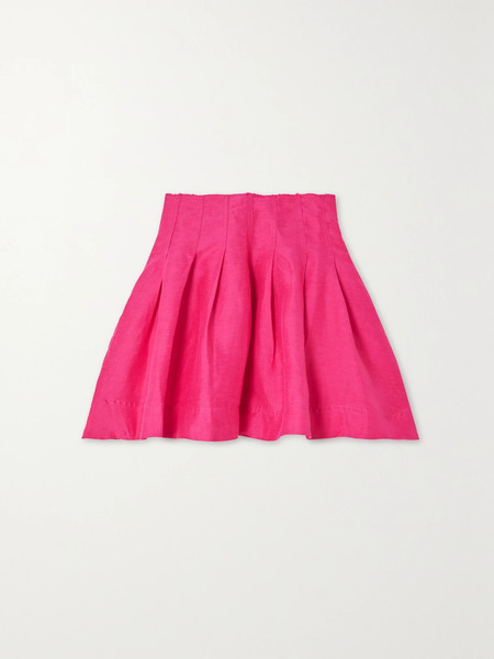  Aje Aje - Sheila Frayed Pleated Linen-blend Mini Skirt - Pink 