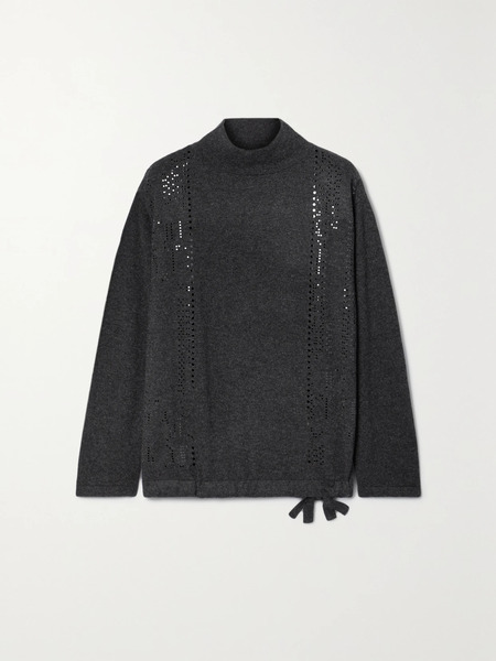 Akris Akris - Embellished Cashmere Turtleneck Sweater - Dark Gray 