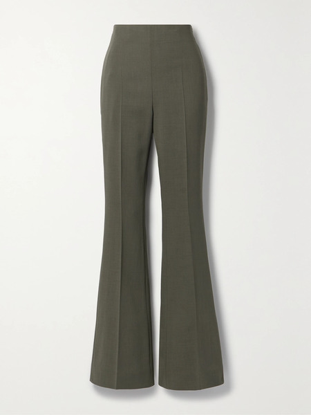  Akris Akris - Faralda Wool-blend Flared Pants - Dark Green 