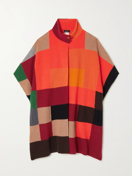  Akris Akris - Ribbed Intarsia Cashmere, Wool And Silk-blend Turtleneck Cape - Red 