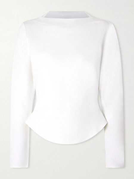  Alaïa Alaïa - Asymmetric Cotton-blend Jersey Top - White 