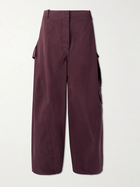  Alaïa Alaïa - Cotton-twill Barrel-leg Cargo Pants - Burgundy 