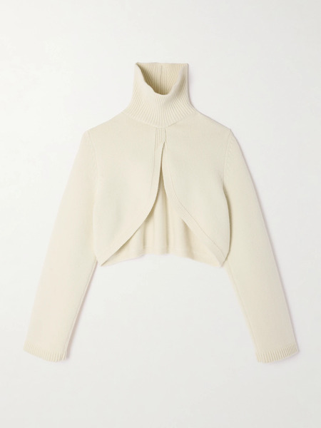  Alaïa Alaïa - Cropped Cashmere-blend Turtleneck Sweater - Ivory 