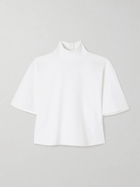  Alaïa Alaïa - Cropped Cotton-jersey Turtleneck T-shirt - White 