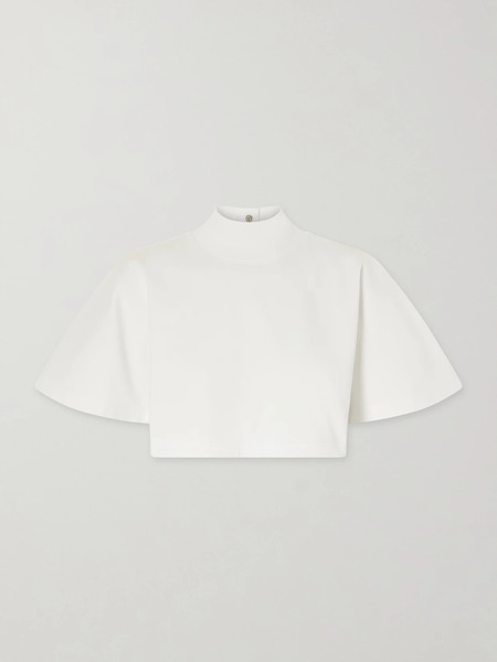  Alaïa Alaïa - Cropped Cotton-jersey Turtleneck T-shirt - White 
