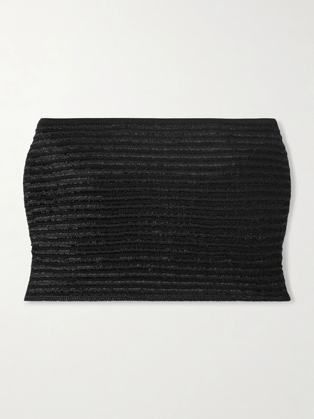  Alaïa Alaïa - Cropped Ribbed-knit Bandeau Top - Black 