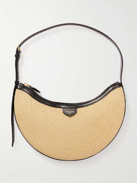  Alaïa Alaïa - Demi Leather-trimmed Raffia Shoulder Bag - Neutral 