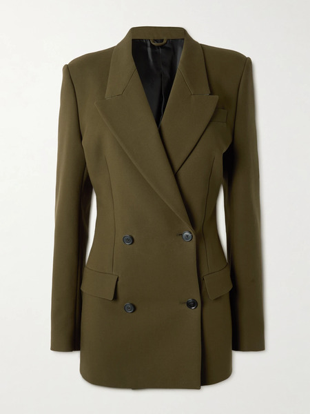  Alaïa Alaïa - Double-breasted Cotton-twill Blazer - Army Green 