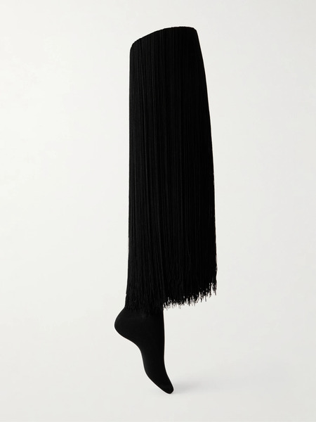  Alaïa Alaïa - Fringed Knit High Socks - Black 