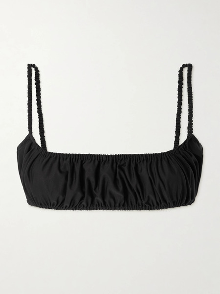  Alaïa Alaïa - Gathered Cotton-poplin Bralette - Black 