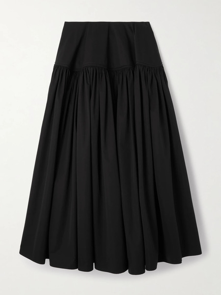  Alaïa Alaïa - Gathered Cotton-poplin Maxi Skirt - Black 