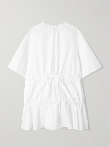  Alaïa Alaïa - Gathered Cotton-poplin Mini Dress - White 