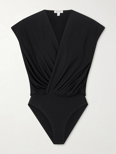  Alaïa Alaïa - Hooded Draped Jersey Bodysuit - Black 