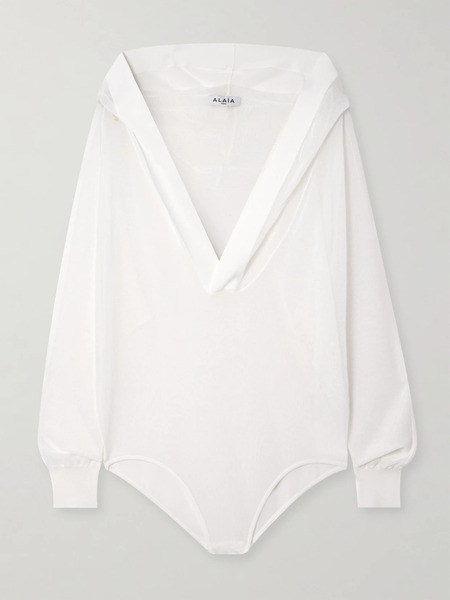  Alaïa Alaïa - Hooded Jersey Bodysuit - White 