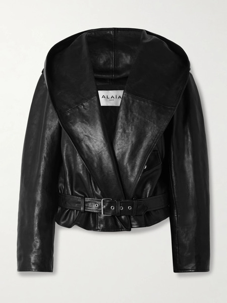  Alaïa Alaïa - Hooded Leather Biker Jacket - Black 