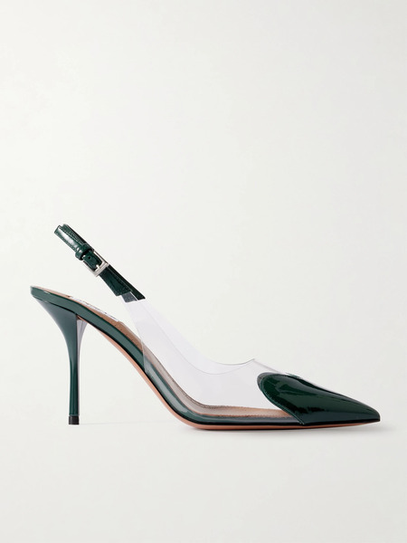  Alaïa Alaïa - Le Caur Patent-leather And Pvc Slingback Pumps - Dark Green 