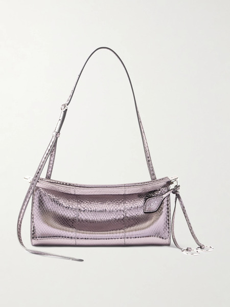  Alaïa Alaïa - Le Click E/w Small Metallic Snakeskin Shoulder Bag - Pink 