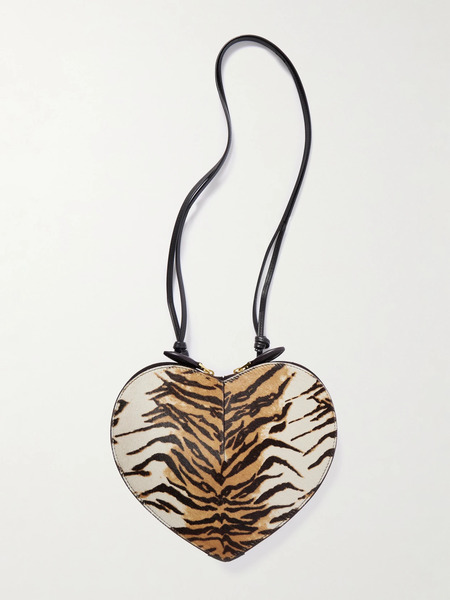  Alaïa Alaïa - Le Coeur Animal-print Leather-trimmed Calf Hair Shoulder Bag - Anthracite 