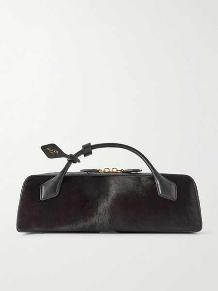  Alaïa Alaïa - Le Teckel Leather-trimmed Calf Hair Clutch - Dark Brown 