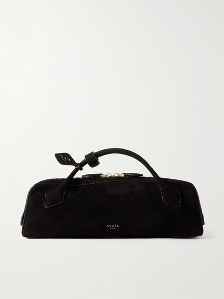  Alaïa Alaïa - Le Teckel Leather-trimmed Suede Clutch - Black 