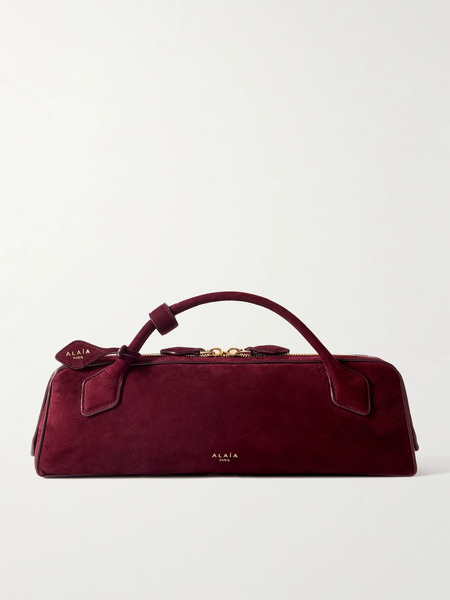  Alaïa Alaïa - Le Teckel Leather-trimmed Suede Clutch - Burgundy 