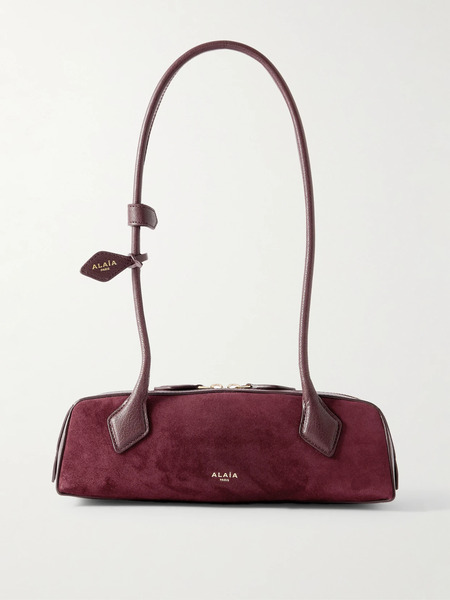  Alaïa Alaïa - Le Teckel Small Leather-trimmed Suede Shoulder Bag - Burgundy 