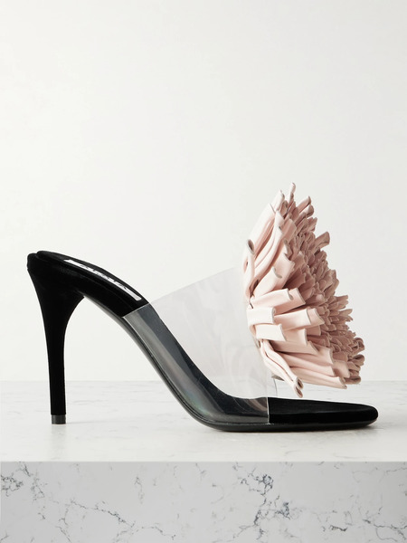  Alaïa Alaïa - Leather-trimmed Pvc And Velvet Sandals - Blush 