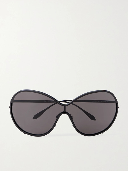  Alaïa Alaïa - Mask Large Round-frame Metal Sunglasses - Black 
