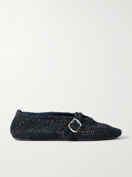  Alaïa Alaïa - Metallic Crocheted Ballet Flats - Navy 