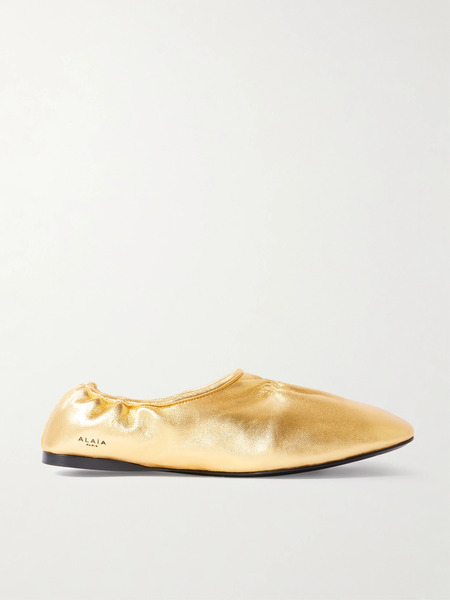 Alaïa Alaïa - Metallic Leather Ballet Flats - Gold 