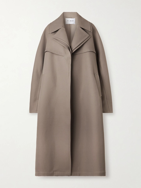  Alaïa Alaïa - Oversized Layered Wool-blend Twill Coat - Taupe 