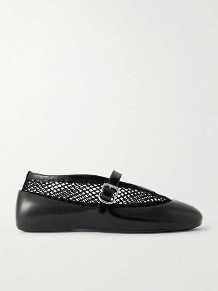  Alaïa Alaïa - Patent Leather-trimmed Mesh And Rubber Ballet Flats - Black 