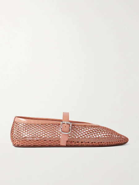  Alaïa Alaïa - Patent Leather-trimmed Mesh Ballet Flats - Blush 