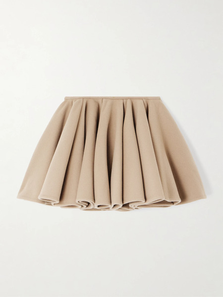  Alaïa Alaïa - Pleated Brushed Wool And Cashmere-blend Mini Skirt - Beige 