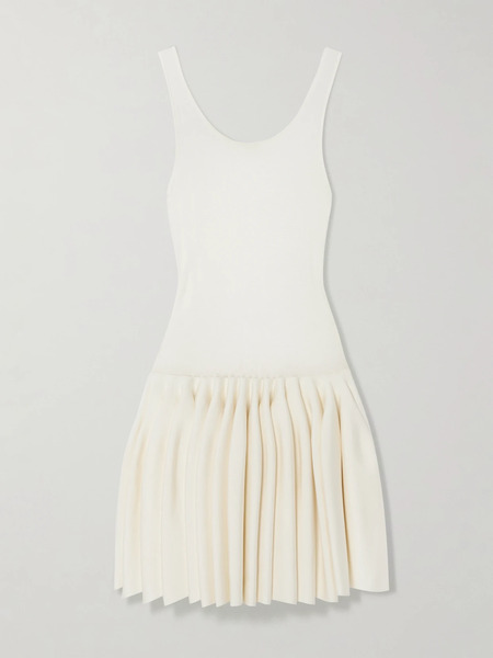  Alaïa Alaïa - Pleated Jersey And Stretch-knit Mini Dress - Ivory 