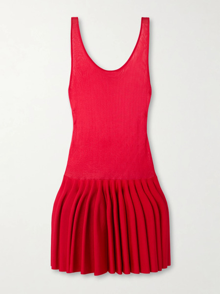  Alaïa Alaïa - Pleated Jersey And Stretch-knit Mini Dress - Red 
