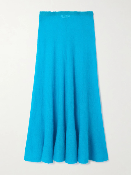  Alaïa Alaïa - Pleated Mohair-blend Midi Skirt - Turquoise 